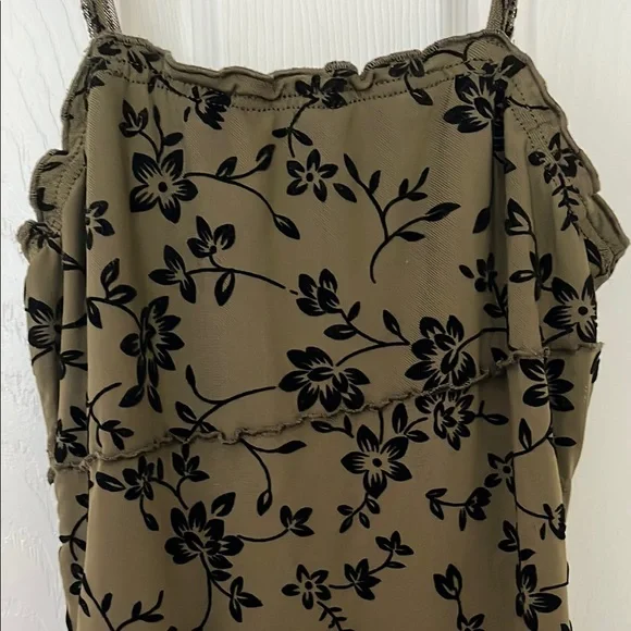 Shein Olive Green Dress with Black Floral - Picture 4 of 4